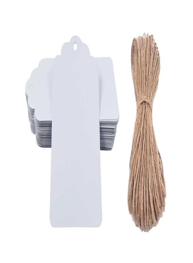 TOWNBUS 25 Pcs of Double Sided Blank White Hang Tags with String for Return Gifts | Party & Celebration | Plain Price Tags with Jute Rope | Thread - Image 1